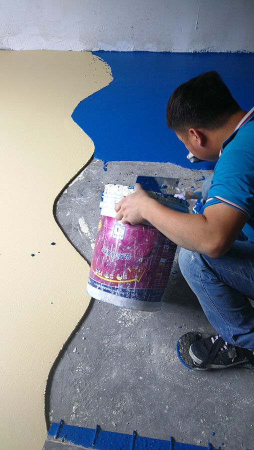 無(wú)機(jī)磨石樣板藍(lán)色攤鋪