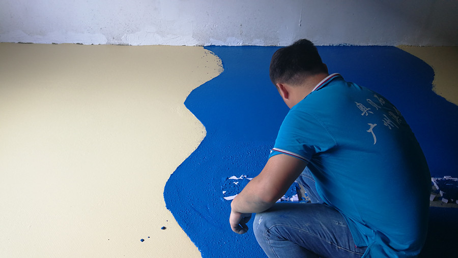 用無(wú)機(jī)磨石對(duì)文字圖案進(jìn)行攤鋪處理